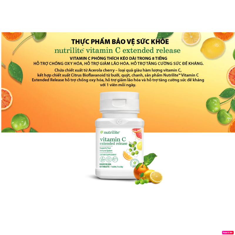 109745 TP BVSK nutrilite™ vitamin C extended release. 60 viên . Xuất xứ: Hoa Kỳ