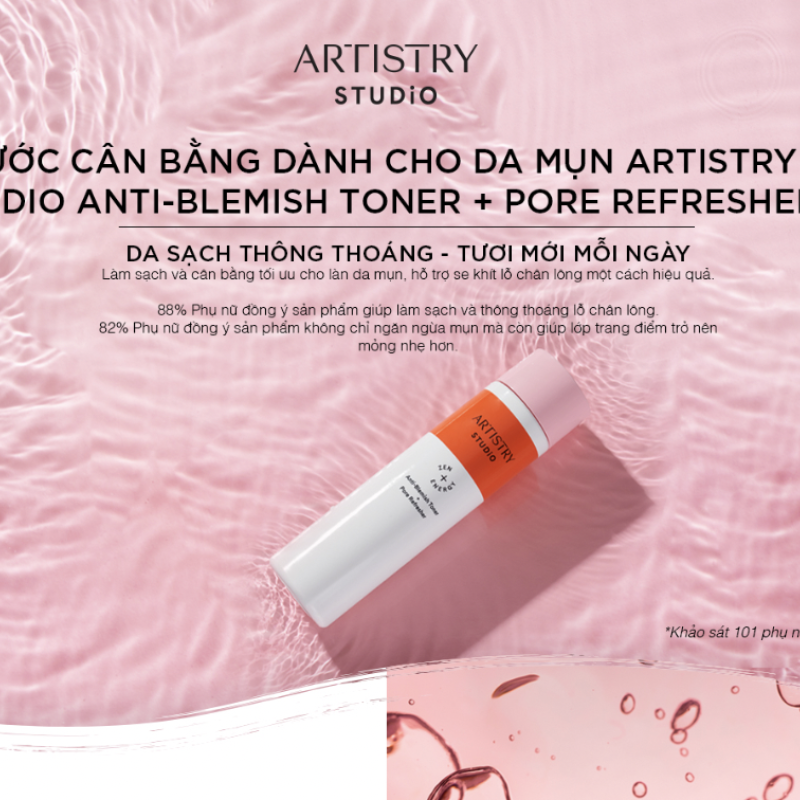 124813 Nước cân bằng dành cho da mụn Artistry Studio Anti-Blemish Toner + Pore Refresher.Xuất xứ: Mỹ