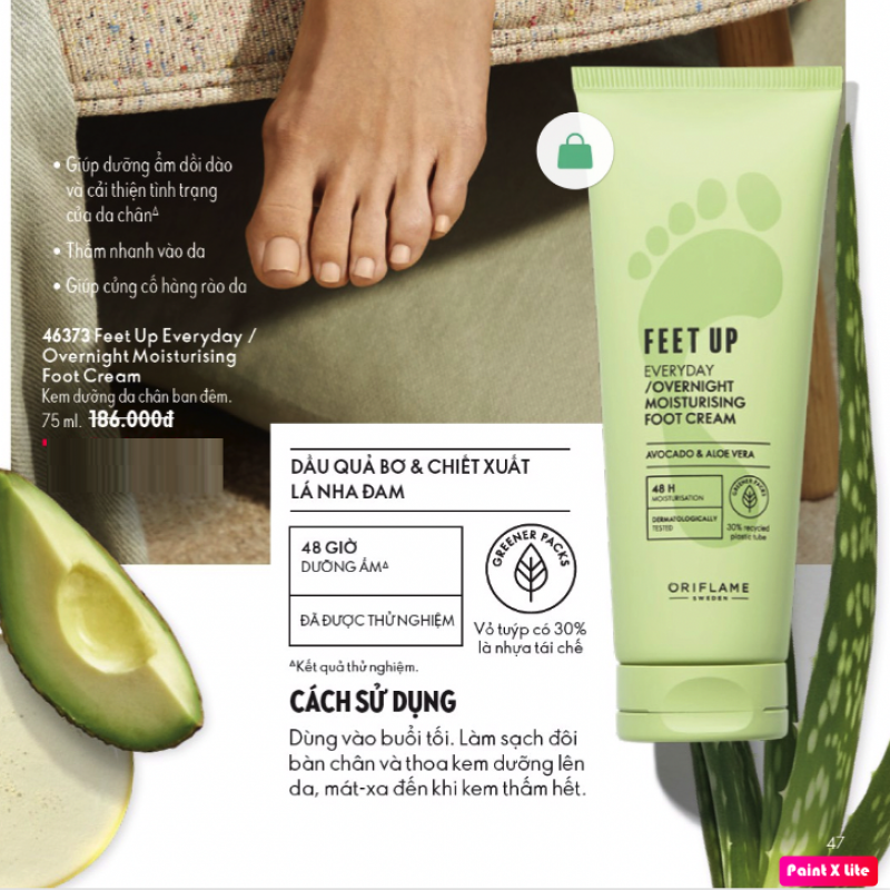 46373 Kem dưỡng da bàn chân ban đêm Feet Up Everyday Overnight Moisturising Foot Cream