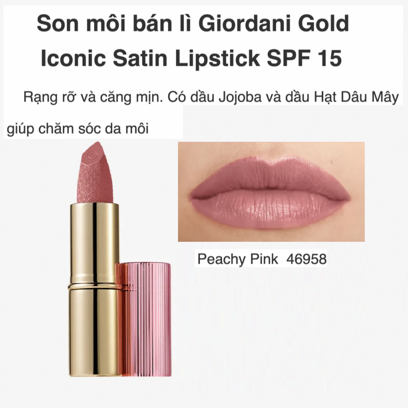 46958 Son môi bán lì Giordani Gold Iconic Satin Lipstick SPF 15 màu Peachy Pink