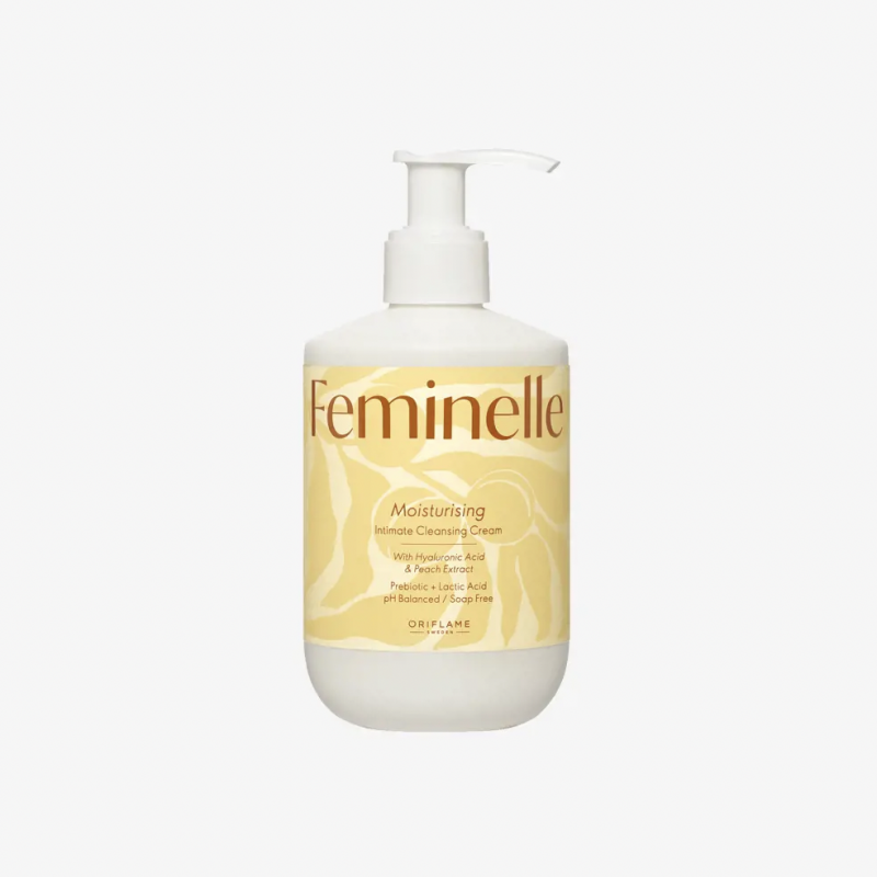 46966 Dung dịch vệ sinh Feminelle Moisturising Intimate Cleansing Cream with Hyaluronic Acid and Peach Extract 300 ml