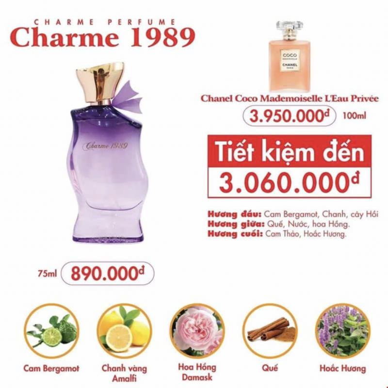Nước hoa nữ Charme 1989 75ml