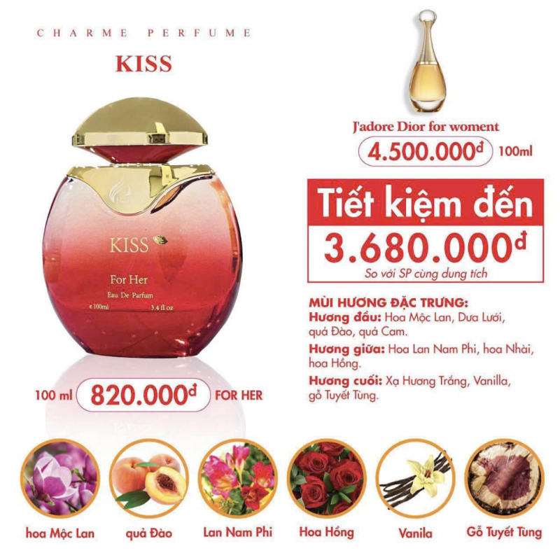 Nước hoa nữ CHARME KISS 100ml
